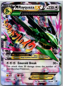 M Rayquaza EX 76/108 Holo EX Rare Roaring Skies Pokemon - Image 1