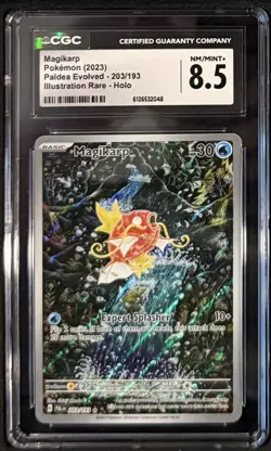 CGC 8.5 NM/Mint+ Magikarp 203 Illustration Rare Pokemon Paldea Evolved - Image 1