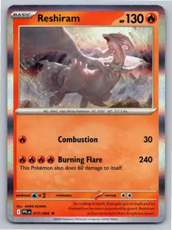 Reshiram 017/094 Rare Phantasmal Flames Pokemon Holo Near Mint - Image 1