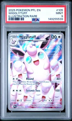 2025 Pokemon PFL English Wigglytuff Illustration Rare #105 PSA 9 Mint - Image 1