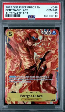 One Piece ENGLISH Portgas.D.Ace PRB02-018 The Best Vol 2 Alt Art PSA 10 Gem Mint - Image 1