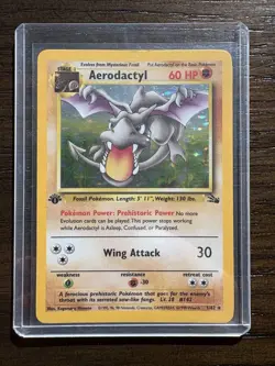 1999 Pokemon TCG Aerodactyl Holo Rate Card 1/62 Fossil 1st Edition #1 - Image 1