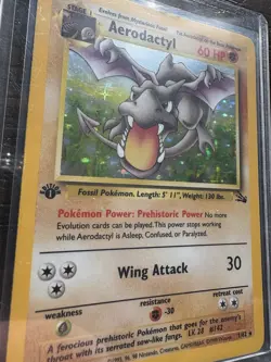 1999 Pokemon TCG Aerodactyl Holo Rate Card 1/62 Fossil 1st Edition #1 - Image 2