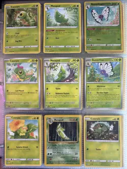 Pokemon Card Species Set Lot - 9x Unique Cards / Caterpie Family - Image 1