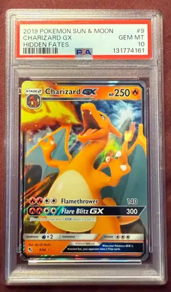 2019 Pokemon Sun & Moon Charizard GX Hidden Fates 9/68 EN PSA 10 - Image 1