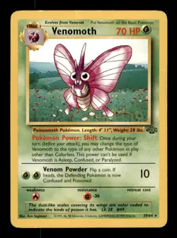 Venomoth 29/64 Rare Jungle Pokemon Unlimited Damaged - Image 1