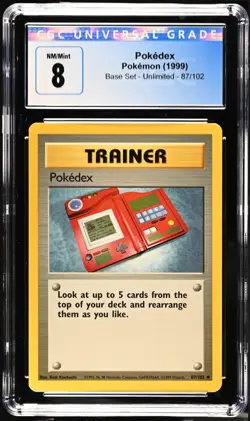 Pokemon 1999 Base Set Trainer Pokedex Not PSA, CGC 8! - Image 1