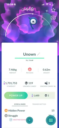 Pokemon Go Shiny Unown P - Image 1