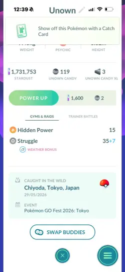 Pokemon Go Shiny Unown P - Image 2