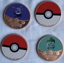 Pokemon TCG 4-Coin Set 1 oz .999 Copper Embossed Gengar Charmander +2 - Image 4
