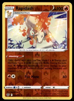 Rapidash 022/195 Holo Rare Silver Tempest Pokemon Reverse Holo Near Mint - Image 1