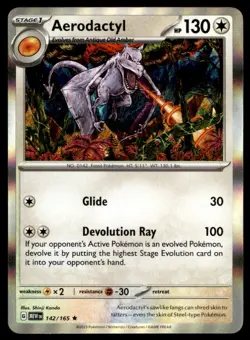 Aerodactyl 142/165 Rare 151 Pokemon Holo Lightly Played - Image 1