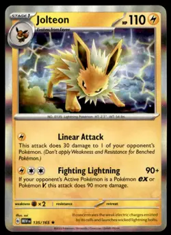 Jolteon 135/165 Rare 151 Pokemon Holo Near Mint - Image 1