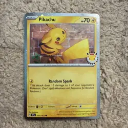2026 Pikachu 051/162 Pokemon Day 30th Anniversary Stamped Promo (x2 Swirl Holo). - Image 1