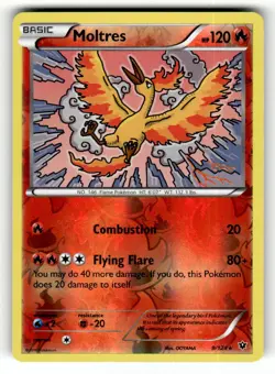 Moltres 9/124 Rare Fates Collide Reverse Holo Pokemon Lightly Played - Image 1