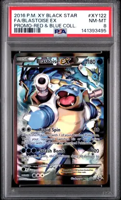 2016 Pokemon XY Black Star Blastoise EX Promo Red & Blue Collection PSA 8 #XY122 - Image 1