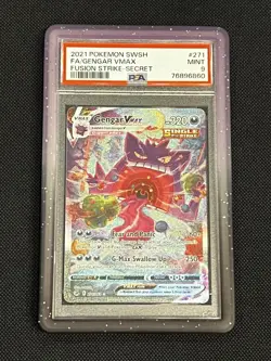 Gengar VMAX 271/264 PSA 9 Secret Rare Fusion Strike Pokemon Card With Guard - Image 1