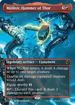 x1 Mjolnir, Hammer of Thor (0339) - Borderless M MTG Marvel Super Heroes M/NM, E - Image 1
