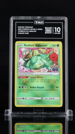 Radiant Venusaur 004/078 Rare Pokemon Go Pokemon Tag 10 Gem Mint - Image 1
