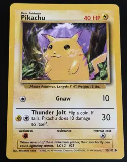 Pokemon Pikachu 058/102 Base Set Regular 1999 Unlimited TCG WOW Original Vintage - Image 1