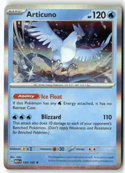 Articuno 144/165 Rare 151 Pokemon Holo Near Mint - Image 1