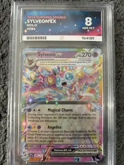 Pokemon TCG Sylveon EX 2024 Surging Sparks Holo 086/191 ACE graded Near Mint 8 - Image 1
