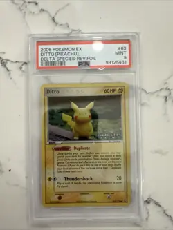 Pokemon TCG Ditto Delta Species 063/113 Pikachu Reverse Holo Stamped PSA 9 Mint - Image 1