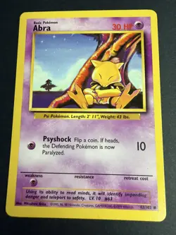 Abra Base Set 1999 Unlimited Print LP, 43/102 Pokemon Card. - Image 1