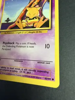 Abra Base Set 1999 Unlimited Print LP, 43/102 Pokemon Card. - Image 5