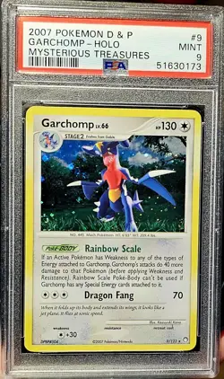 2007 POKEMON D & P MYSTERIOUS TREASURES GARCHOMP LV66 9/123 HOLO FOIL PSA 9 - Image 1