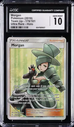 2019 POKEMON SUN & MOON TEAM UP #178 FULL ART/MORGAN CGC 10 GEM MINT - Image 1