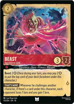 Disney Lorcana Whispers in the Well Uncommon COLD FOIL - 113 Beast, Aggressive - Image 1