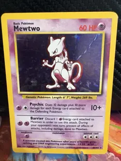 Pokemon Base Set Mewtwo Holo 10/102 LP WOTC Vintage Holographic Card Rare - Image 1