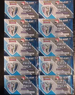 LOT x (10) PLAY POKEMON PRIZE PACK SERIES THREE FACTORY SEALED TCG Market $18.01 - Image 1