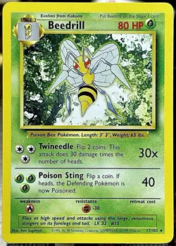 NM/MT 🔥 Beedrill 17/102 Rare Base Set Unlimited Pokemon - Image 1