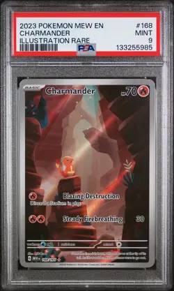 2023 POKEMON MEW EN-151 ILLUSTRATION RARE #168 CHARMANDER PSA 9 - Image 1