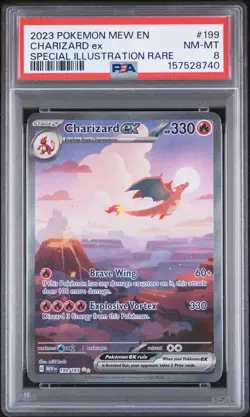 2023 POKEMON MEW EN-151 SPECIAL ILLUSTRATION RARE #199 CHARIZARD EX PSA 8 - Image 1