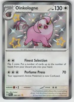 Oinkologne 208/091 Shiny Rare Paldean Fates Pokemon Holo Near Mint - Image 1