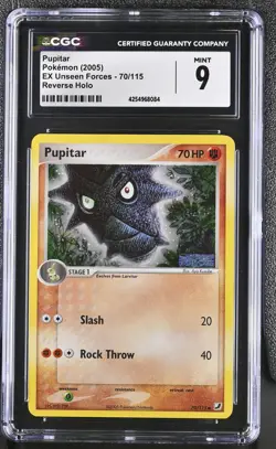 Pokemon Pupitar EX Unseen Forces 70/115 Reverse Holo CGC 9 Mint - Image 1