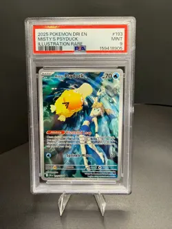 Misty’s Psyduck PSA 9 Mint — Illustration Rare #193/182 Destined Rivals Pokemon - Image 1