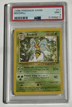 1999 POKEMON BASE SET UNLIMITED #17 BEEDRILL PSA 9 - Image 1