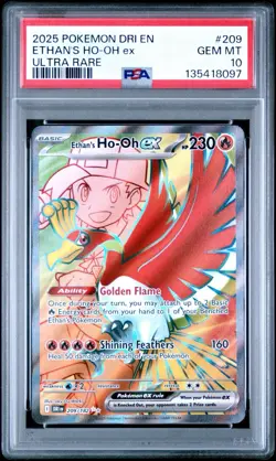 2025 POKEMON DRI EN-DESTINED RIVALS ULTRA RARE #209 ETHAN'S HO-OH EX PSA 10 - Image 1