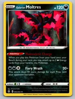 Galarian Moltres 093/203 Holo Rare Evolving Skies Pokemon Holo Near Mint - Image 1