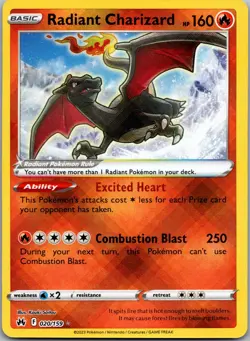RADIANT CHARIZARD 020/159 RADIANT RARE CROWN ZENITH POKEMON NM - Image 1