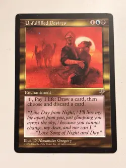 MTG Unfulfilled Desires Mirage Rare 1996 Reserved List LP Magic Card Corner Pics - Image 2