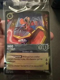 New Disney Lorcana D23 2025 Gold Member Exclusive Iago Foil Promo Card sealed - Image 1