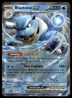 Pokemon TCG SV: Scarlet & Violet 151 #009/165 Blastoise ex NM - Image 1