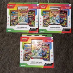 3x First Partner Illustration Collection Series 1 Boxes: Pokemon - New & Sealed - Image 1
