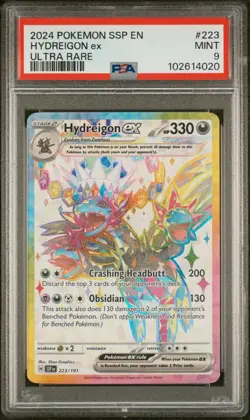 2024 Pokemon - HYDREIGON EX - Surging Sparks Ultra Rare Holo 223/191 - PSA 9 - Image 1
