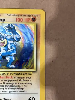Pokemon Card Machamp 1st Edition Holo 8/102 Base Set 1999 Shadowed Vintage LP - Image 3